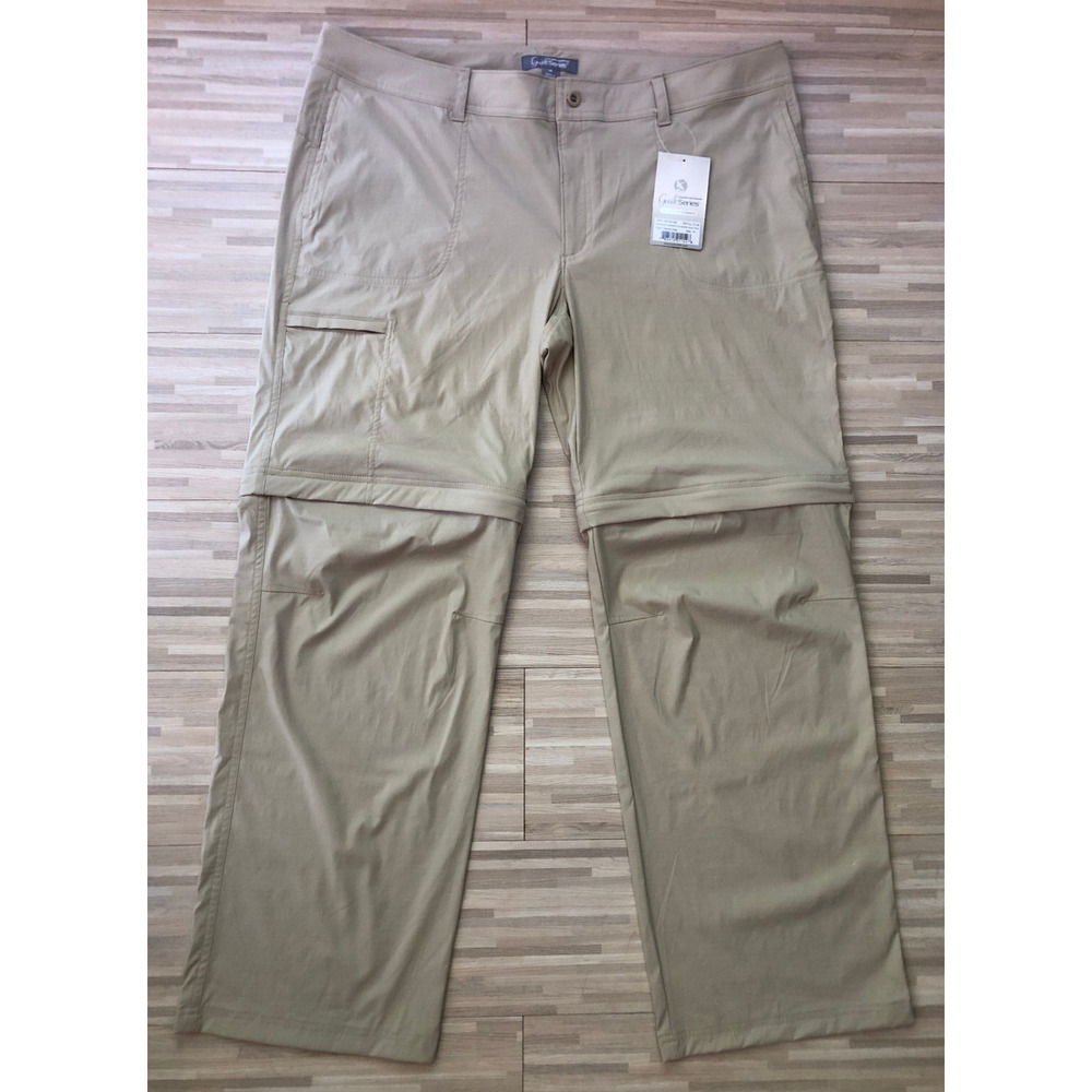 Guide Series Women's Trailhead Convertible Nylon Pants, Feather Gray/ Tan, Sz 18